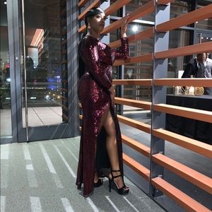 Full sequin Burgundy Gown worn 1x